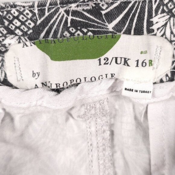 ANTHROPOLOGIE Bowery Black White Pineapple Print Ankle Pants Size 16R - Picture 5 of 14